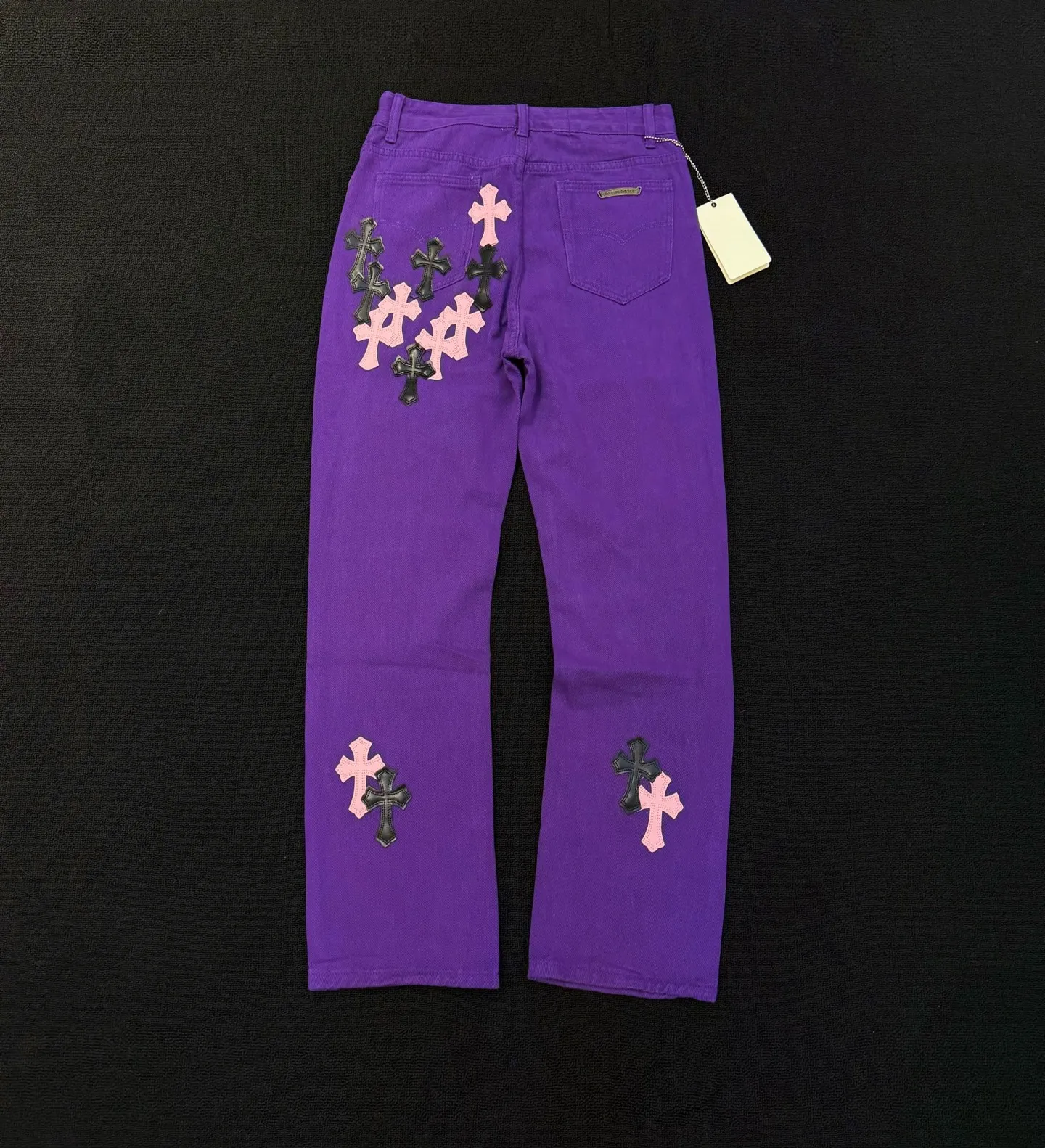 P260 Style number: D377 Croxin & 𝐂𝐡𝐫𝐨𝐦𝐞 𝐇𝐞𝐚𝐫𝐭 ss25 purple pants and leather limited edition leather jeans SIZE #28 30 32 34 (smlxl)